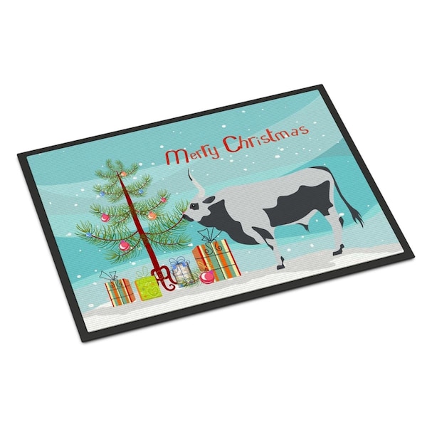 Carolines Treasures Hungarian Grey Steppe Cow Christmas Indoor or Outdoor Mat - 18 x 27 in. BB9191MAT - main